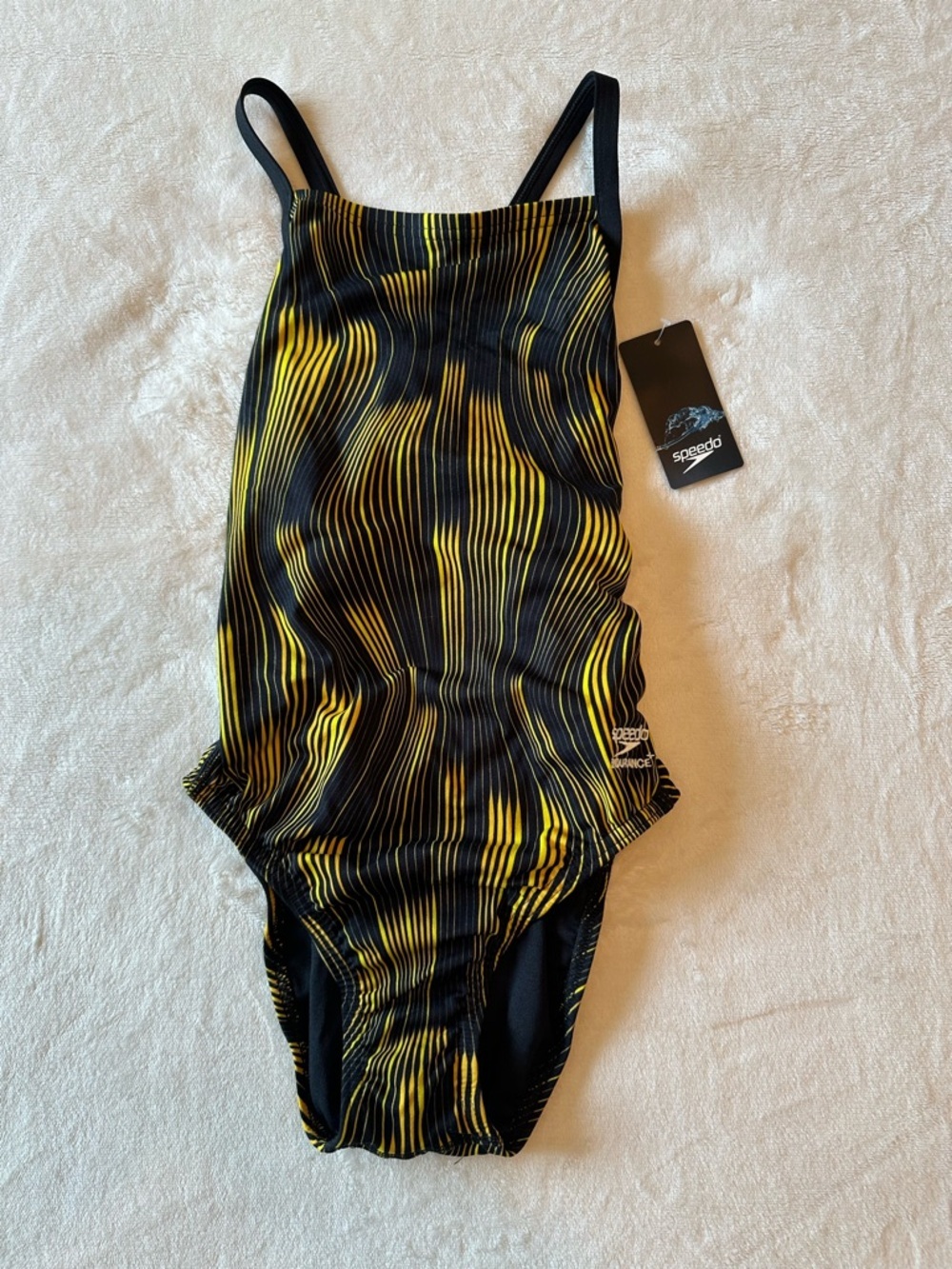 NWT Speedo Endurance+ Women's One-Piece Swimsuit - Black & Yellow Size 30 - Picture 10 of 10